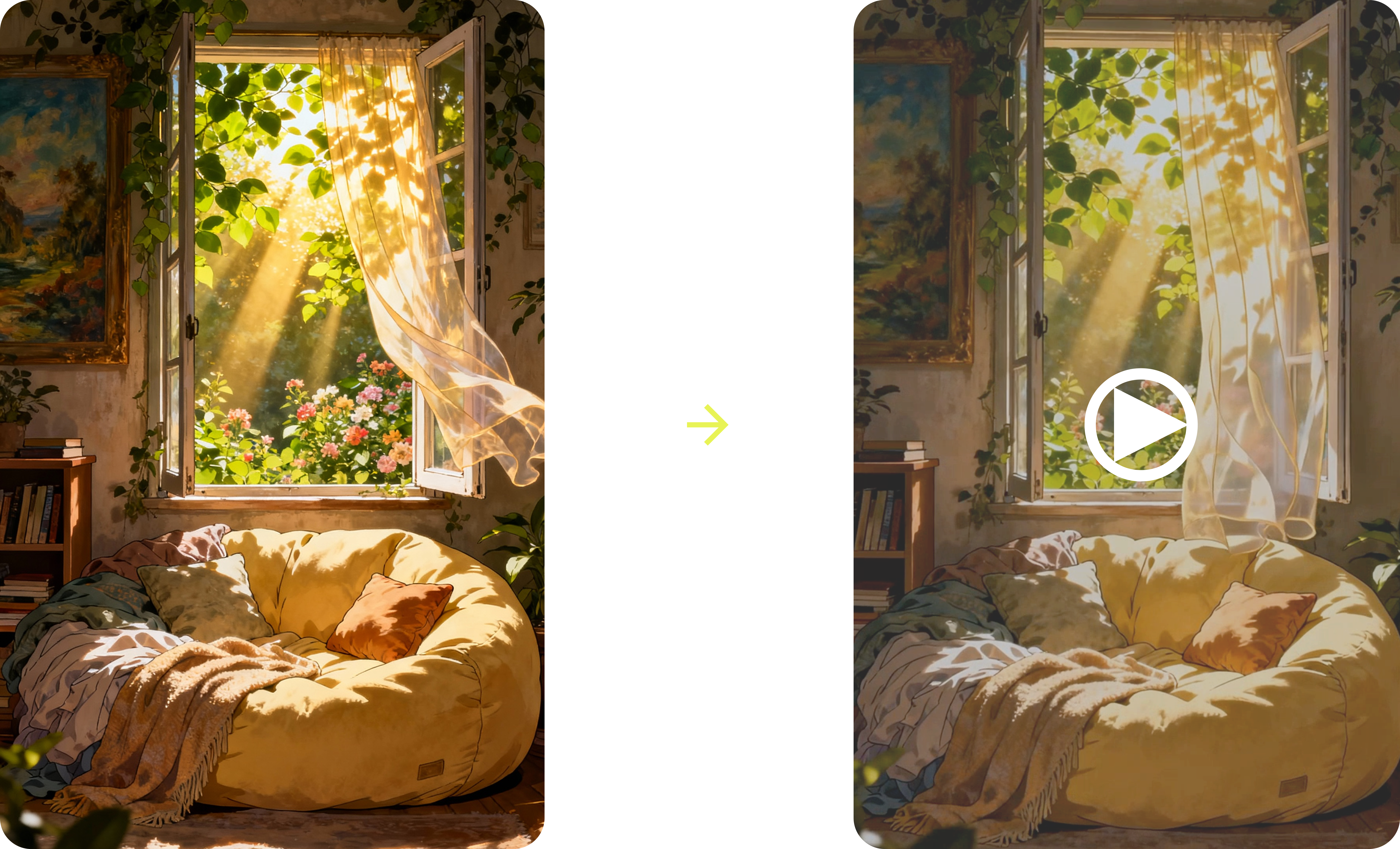 Animate still image into cinematic motion